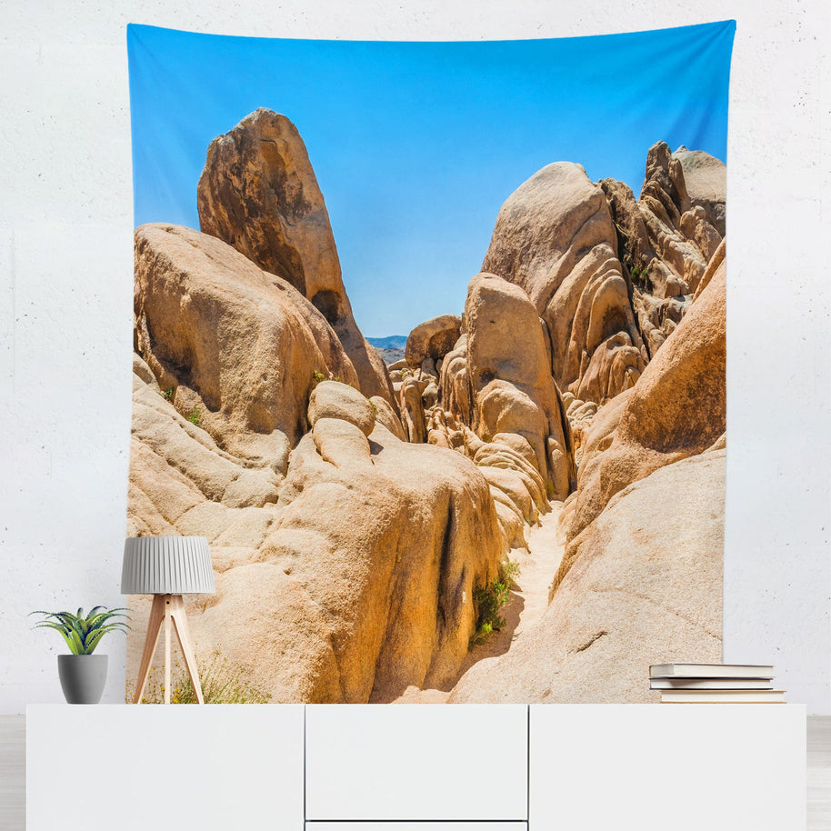 Joshua Tree Rocks Nature Wall Tapestry California Desert