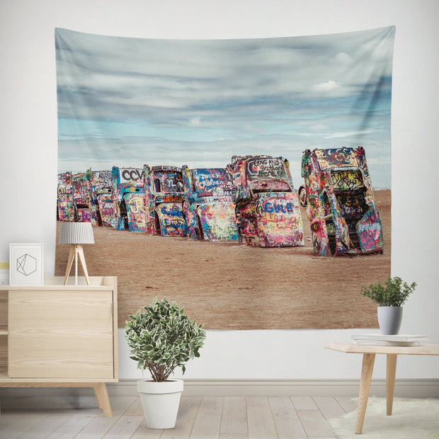 Graffiti Cars Texas Wall Tapestry Cadillac Ranch Amarillo -