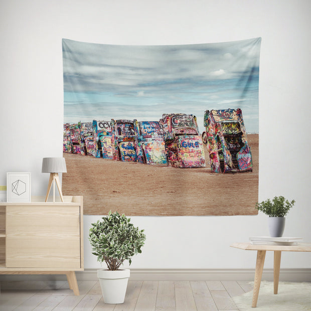 Graffiti Cars Texas Wall Tapestry Cadillac Ranch Amarillo -