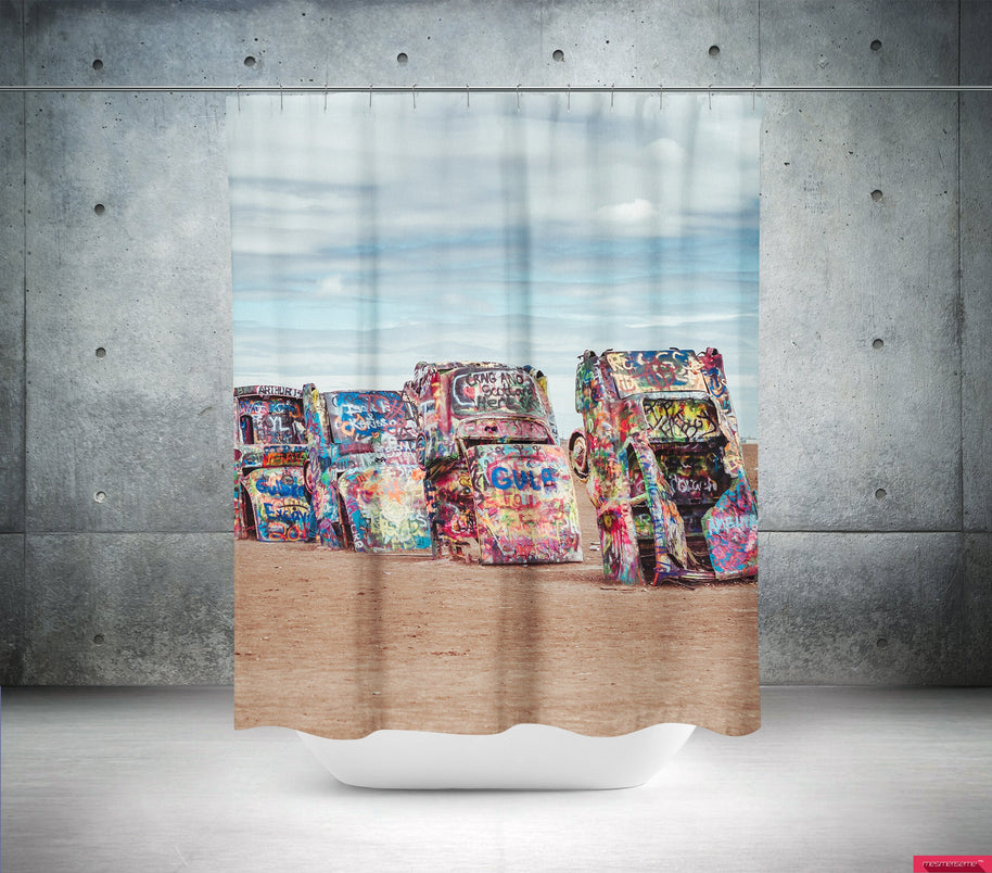Cadillac Ranch Shower Curtain 71x74 inch Texas Decor