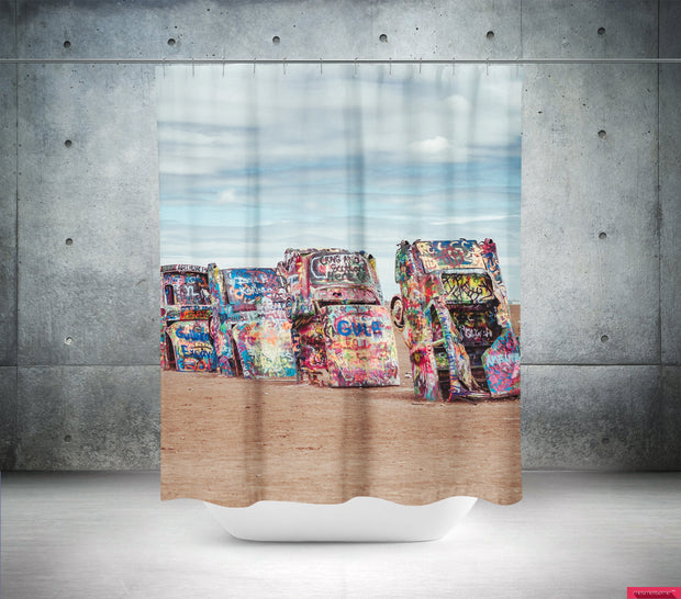 Cadillac Ranch Shower Curtain 71x74 inch Texas Decor