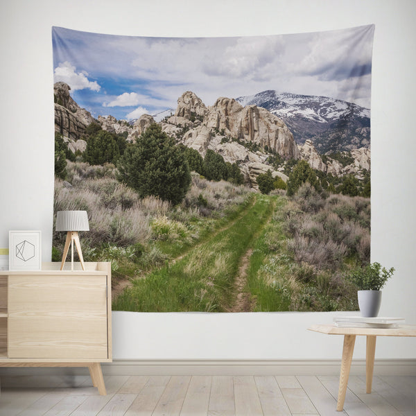 Scenic Hiking Trail Nature Wall Tapestry Stagecoach -