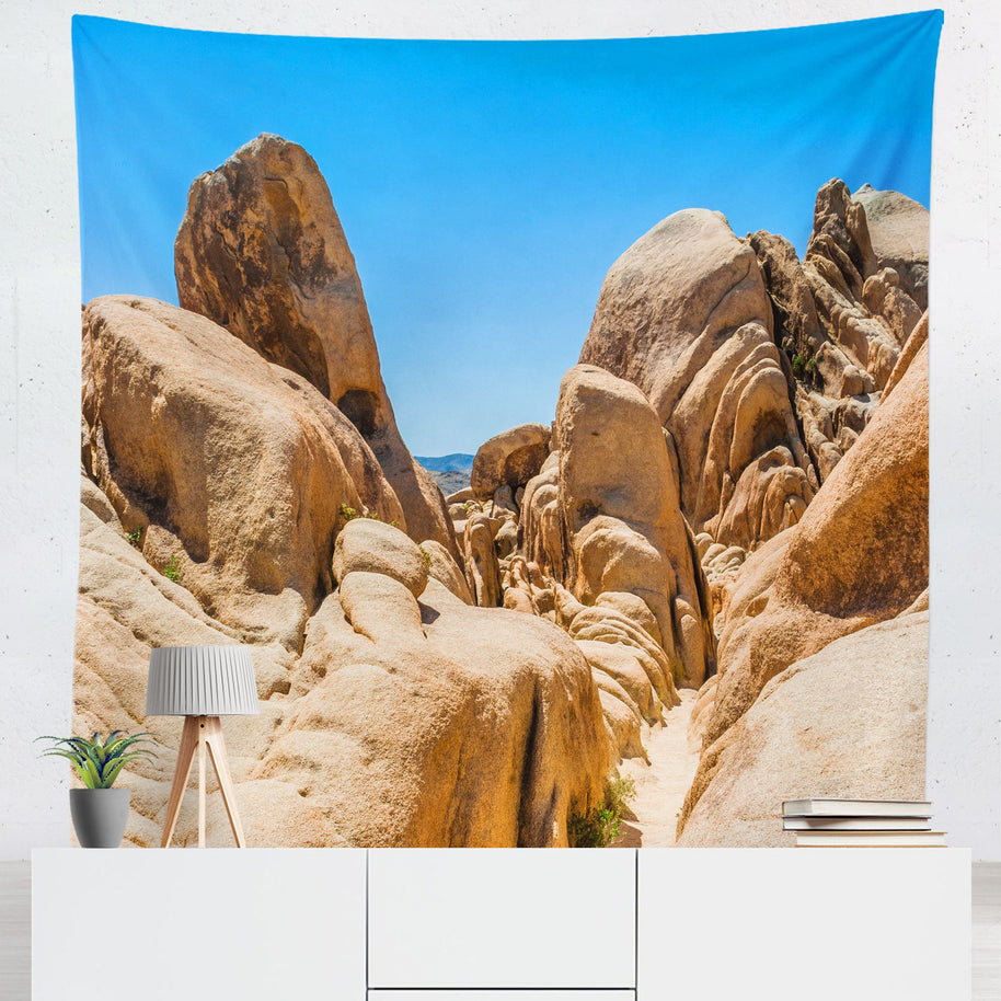 Joshua Tree Rocks Nature Wall Tapestry California Desert