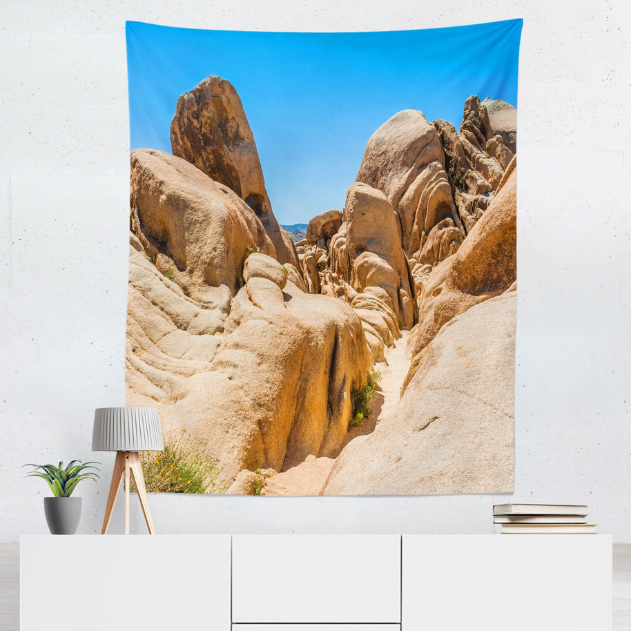 Joshua Tree Rocks Nature Wall Tapestry California Desert