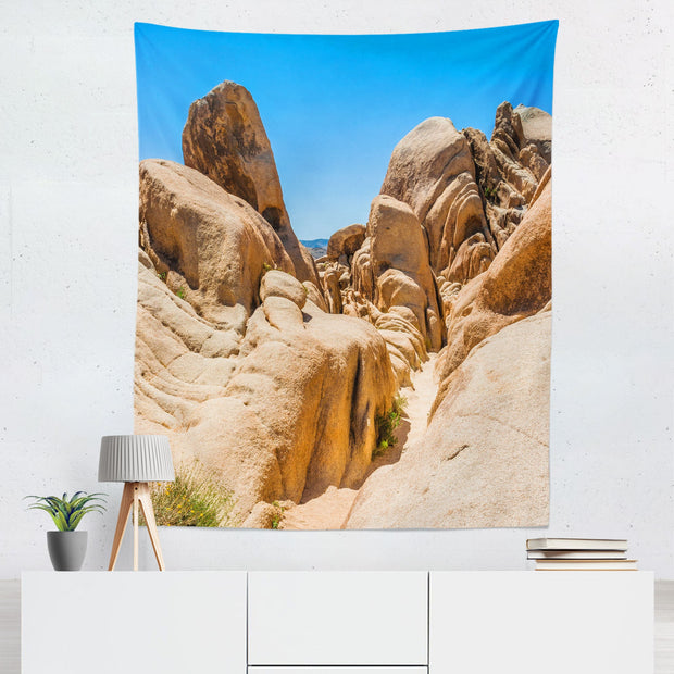 Joshua Tree Rocks Nature Wall Tapestry California Desert