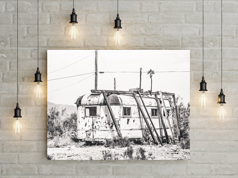 Airstream Camper Photo Print Black and White Film