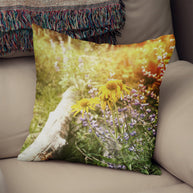 Yellow Sunflowers Wildflowers Nature Throw Pillow Cover -