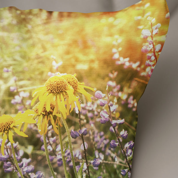 Yellow Sunflowers Wildflowers Nature Throw Pillow Cover -