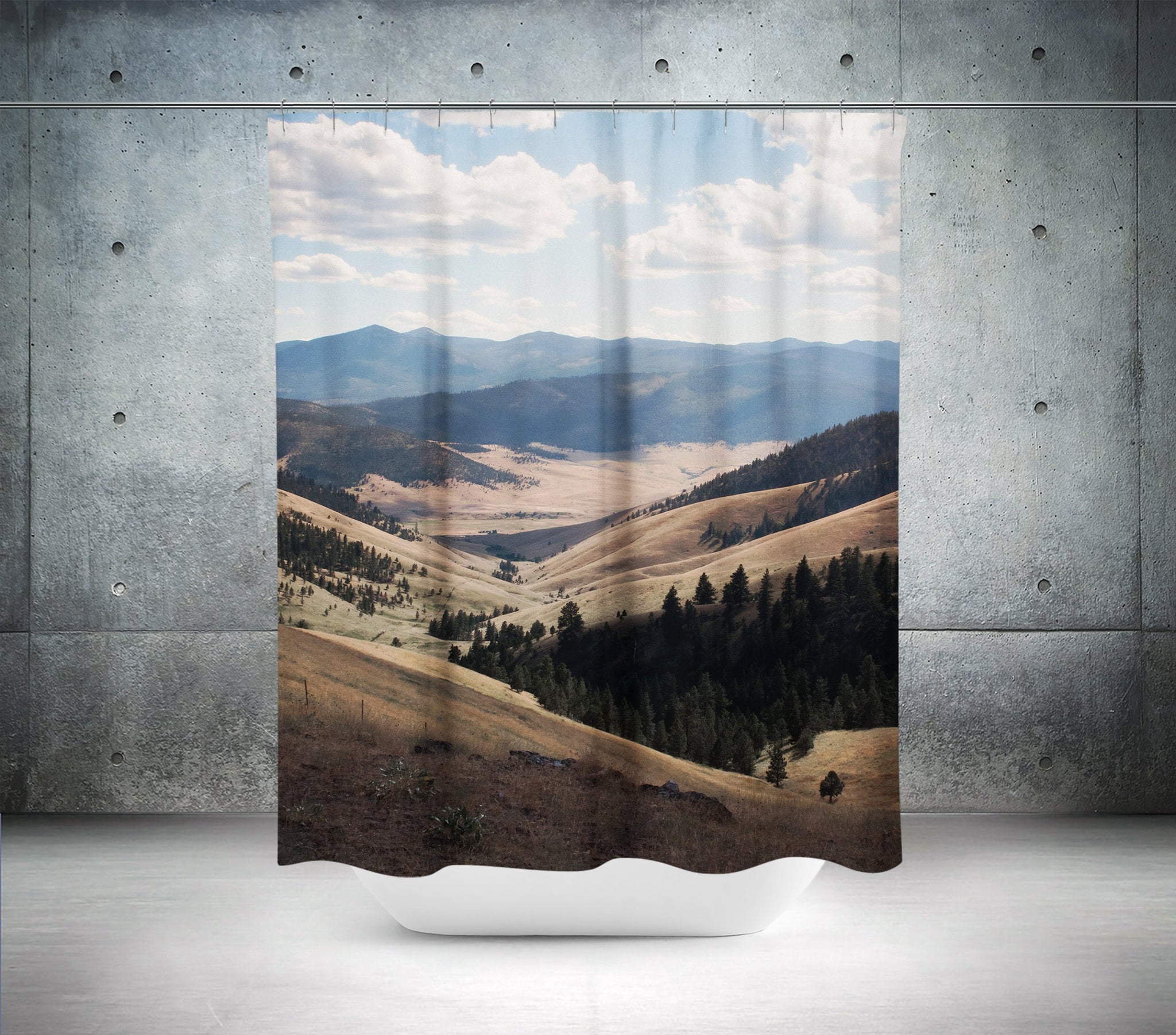 Scenic Western Shower Curtain 71x74 inch Montana Rustic