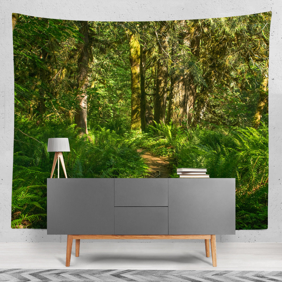 Fern Trail Lush Forest Wall Tapestry Oregon Woodland Scene -