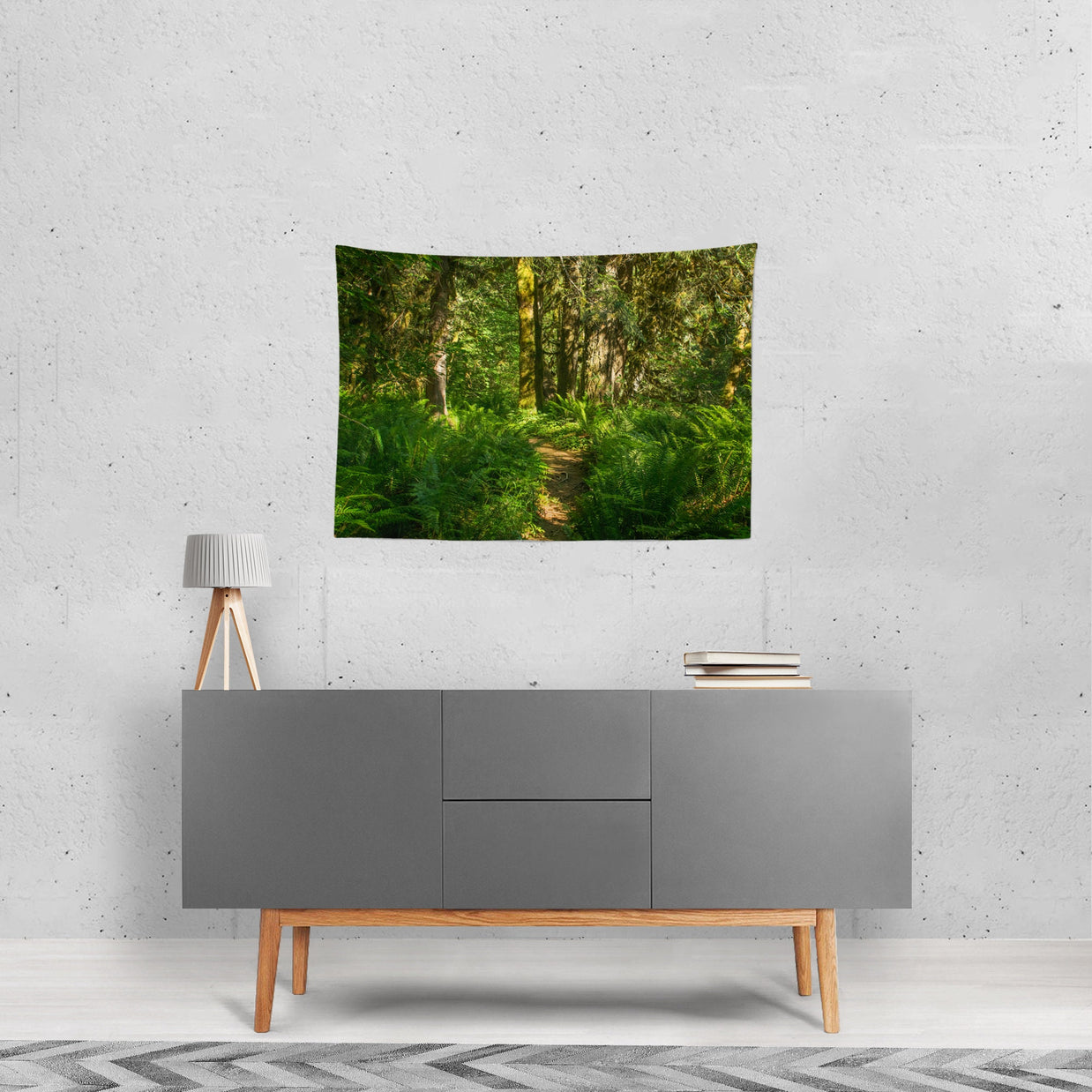 Fern Trail Lush Forest Wall Tapestry Oregon Woodland Scene -