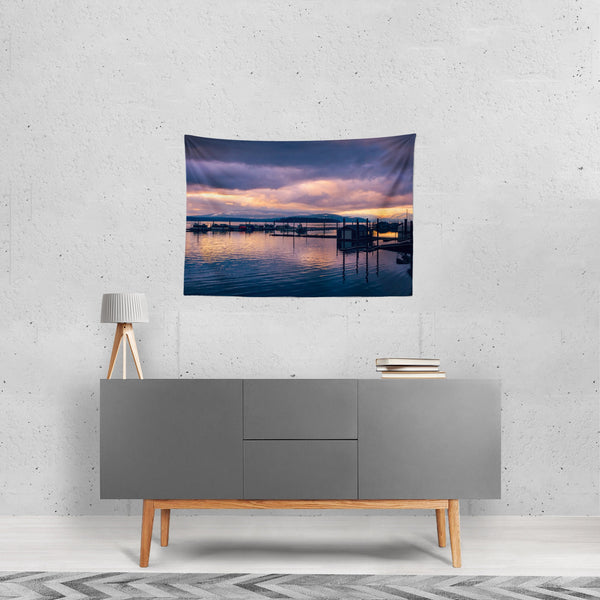 Sunset on the Bay Wall Tapestry Pacific Northwest Decor -