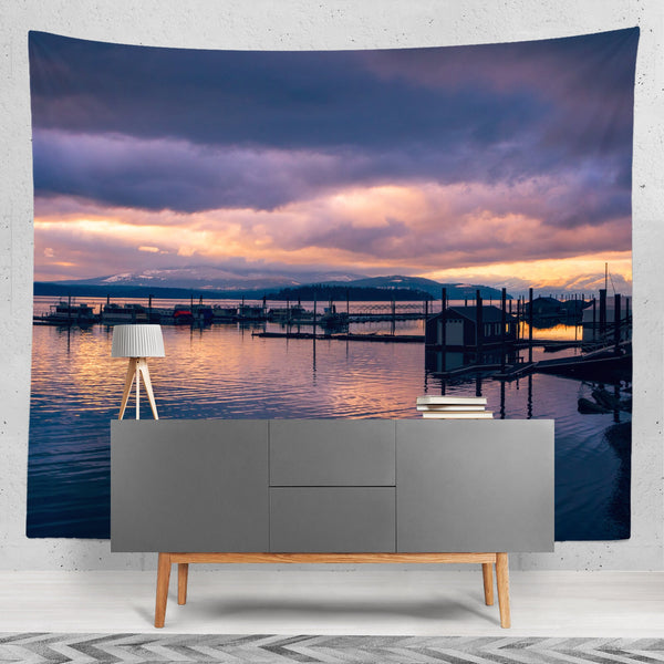 Sunset on the Bay Wall Tapestry Pacific Northwest Decor -