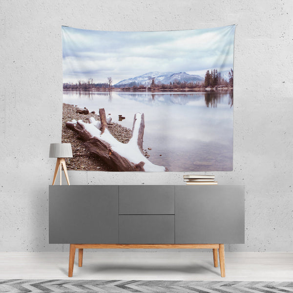 Early Winter Mountain Scene Wall Tapestry - Decorative