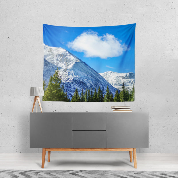 Sunlit Mountain Wall Tapestry Snowy Colorado Decor -