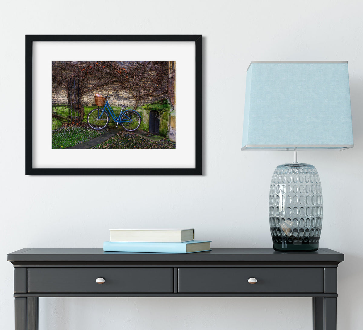 Blue Bicycle Art Print Cambridge England UK Photography