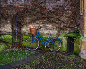 Blue Bicycle Art Print Cambridge England UK Photography