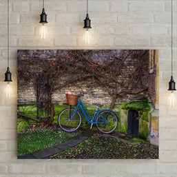 Blue Bicycle Art Print Cambridge England UK Photography