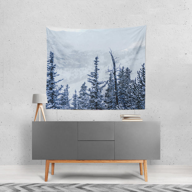 Colorado Treetops,Snowy Winter Wall Tapestry - Decorative