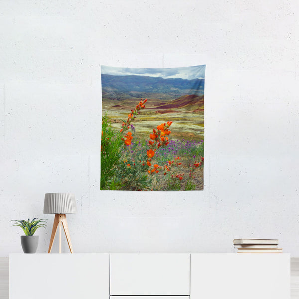 Oregon Desert Wildflowers Wall Tapestry Painted Hills -