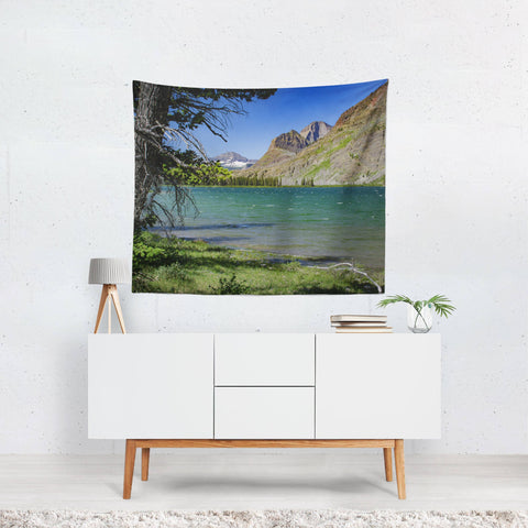 Rocky Mountain Tapestry Glacier Lake Nature Wall -