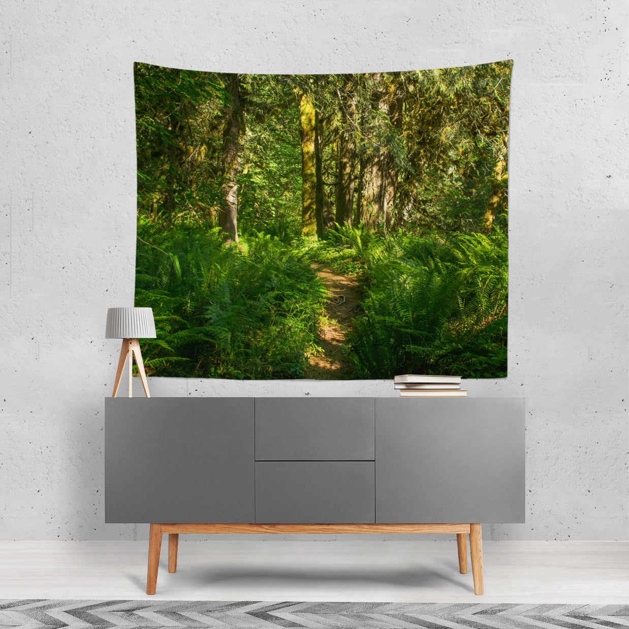 Fern Trail Lush Forest Wall Tapestry Oregon Woodland Scene -