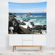 California Beach Wall Tapestry Waves on Pacific Ocean -