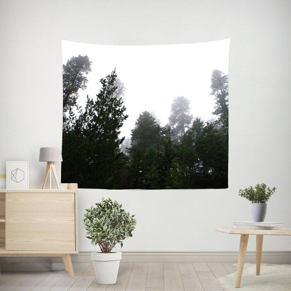 Pine Forest Wall Tapestry Foggy Trees Minimalist Decor -