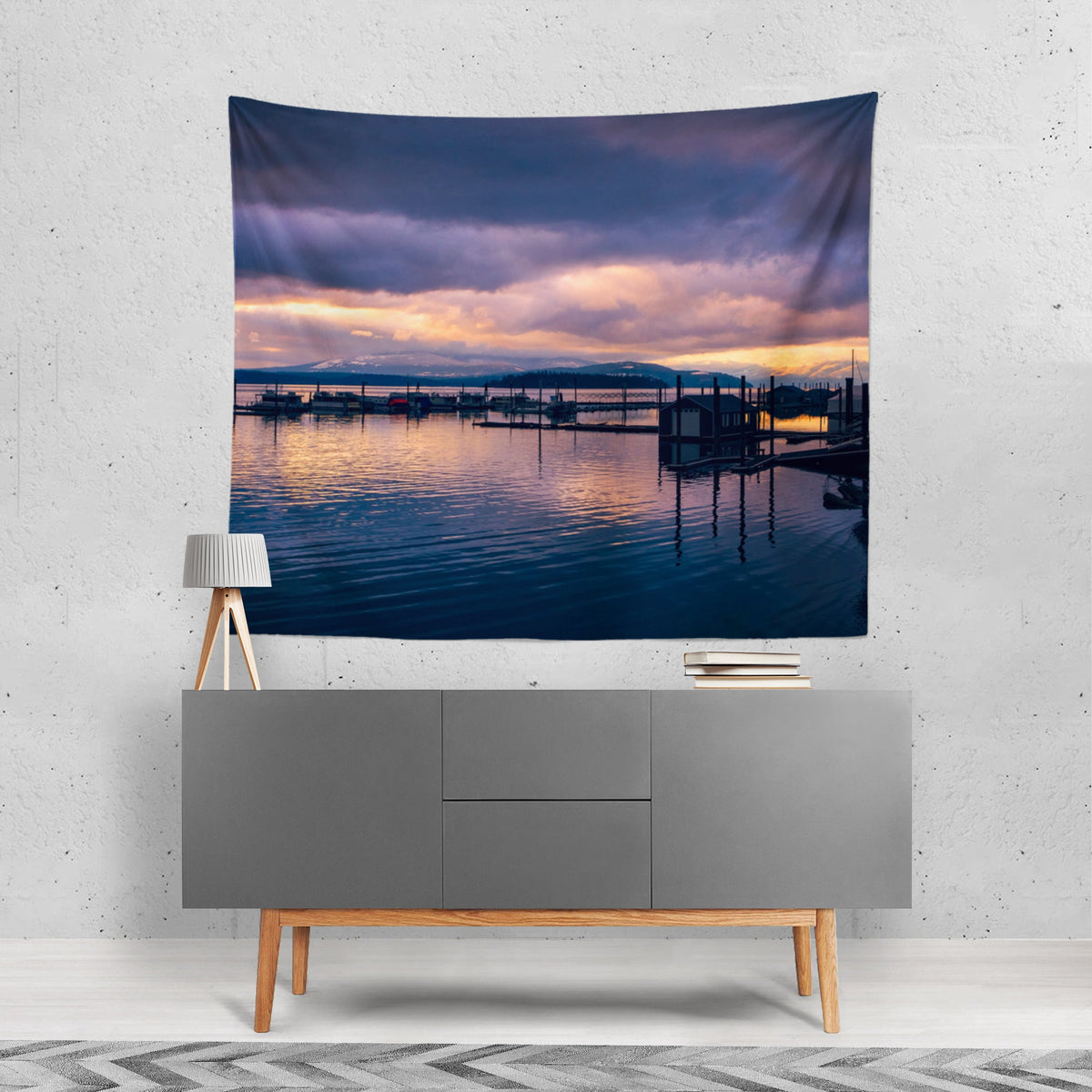 Sunset on the Bay Wall Tapestry Pacific Northwest Decor -