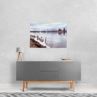 Early Winter Mountain Scene Wall Tapestry - Decorative