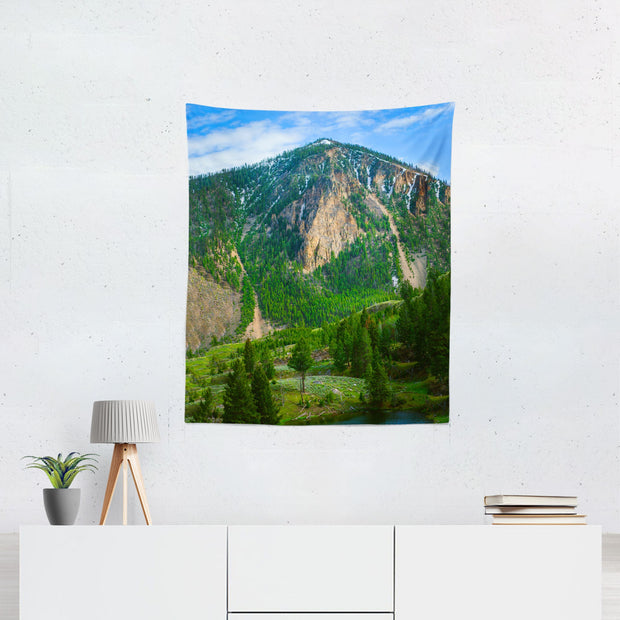 Yellowstone Mountain and Pine Forest Wall Tapestry -