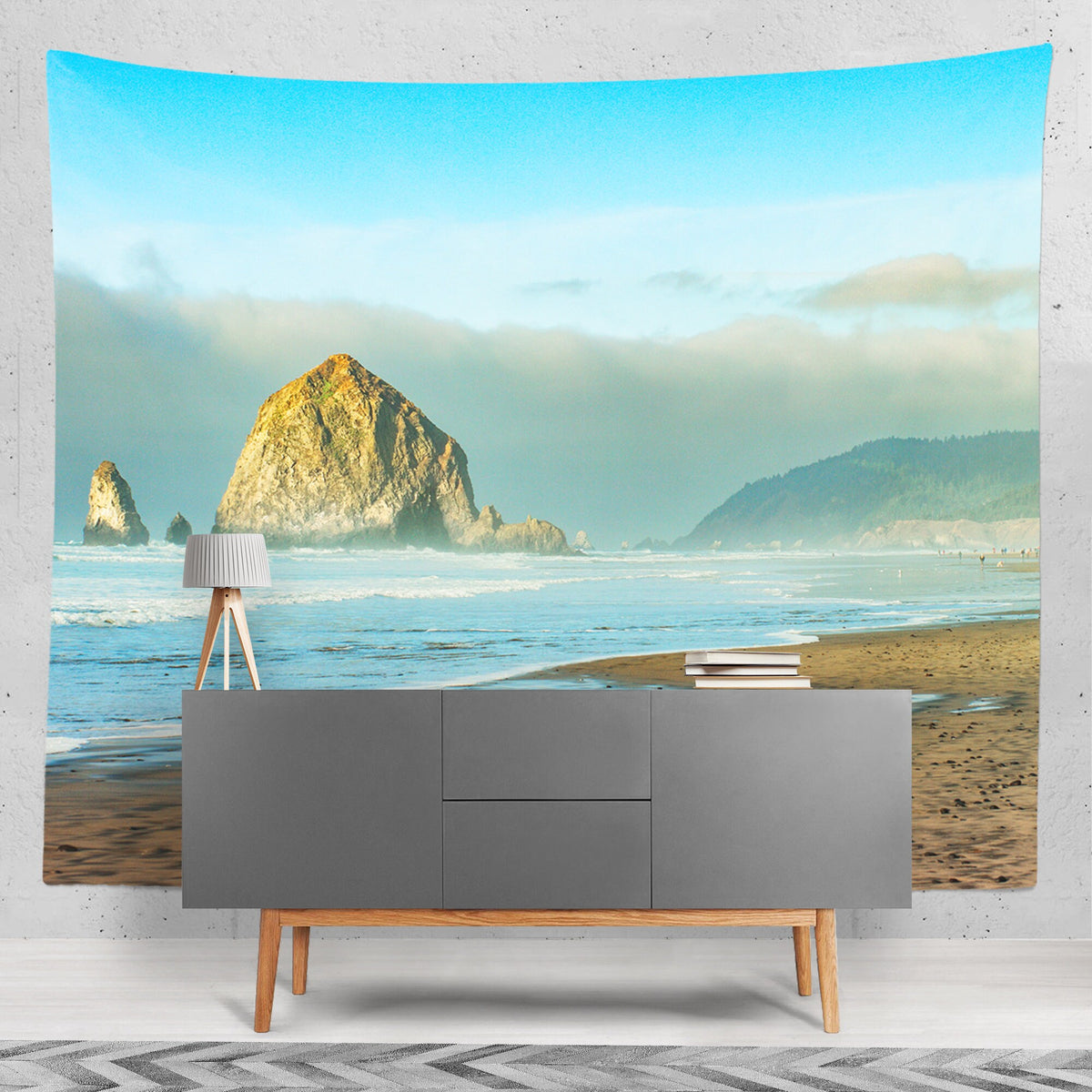 Oregon Coast Wall Tapestry Cannon Beach Decor Haystack Rock