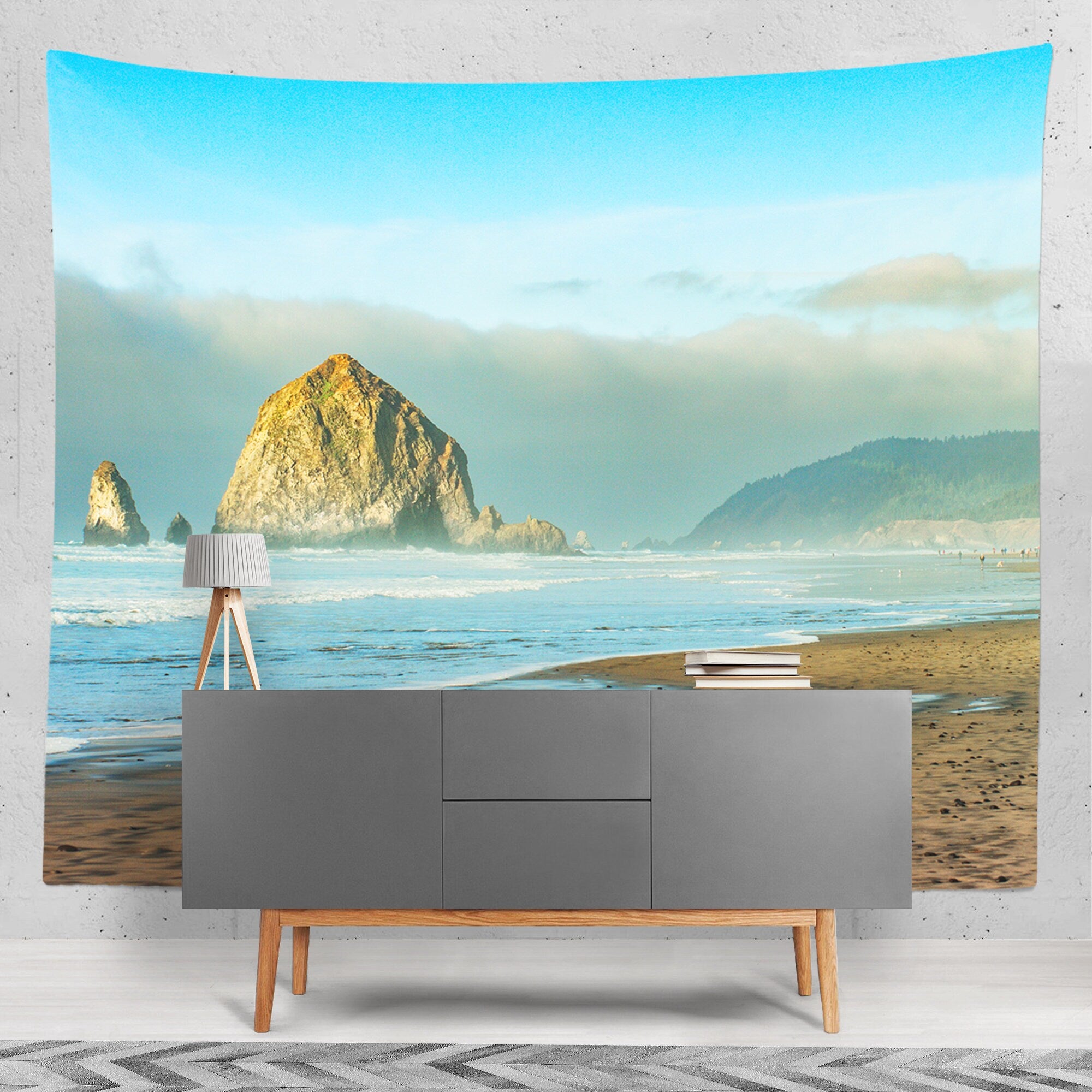 Oregon Coast Wall Tapestry Cannon Beach Decor Haystack Rock