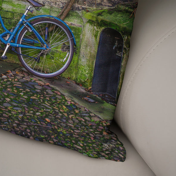 Blue Bicycle Throw Pillow Cover Cambridge England Decor -