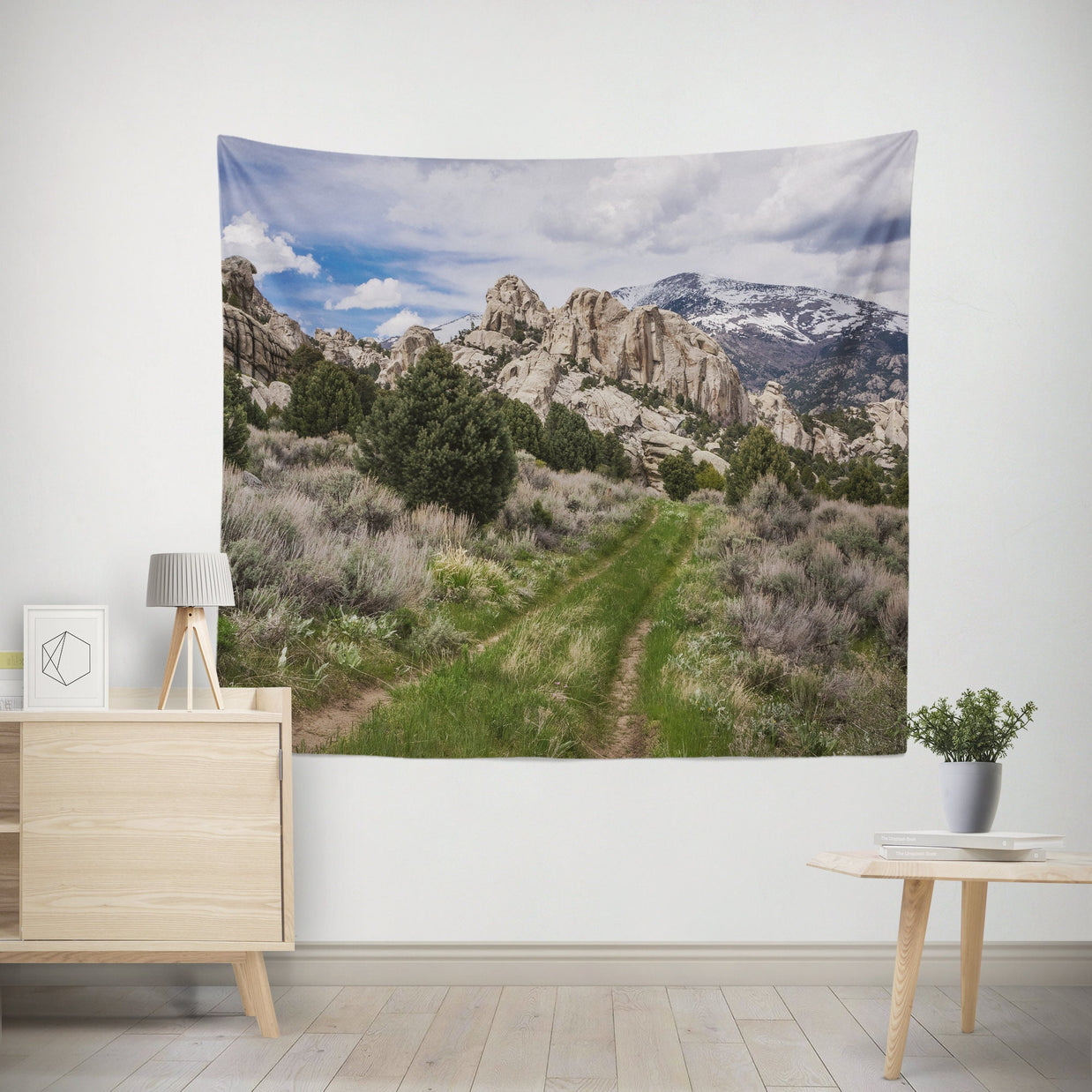 Scenic Hiking Trail Nature Wall Tapestry Stagecoach -