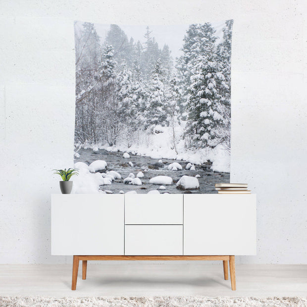 Snowy River and Forest Wall Tapestry Colorado Decor -