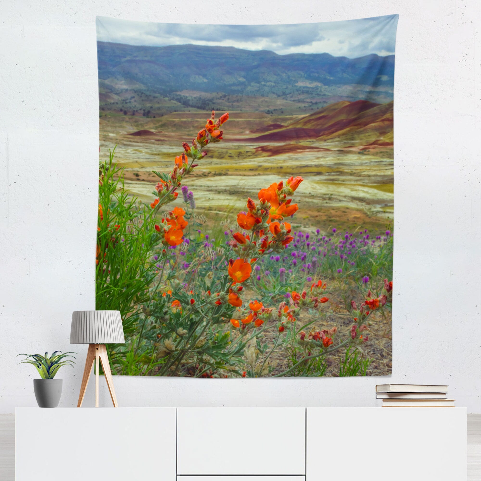 Oregon Desert Wildflowers Wall Tapestry Painted Hills -