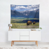 Montana Bison and Mountains Wall Tapestry - Decorative