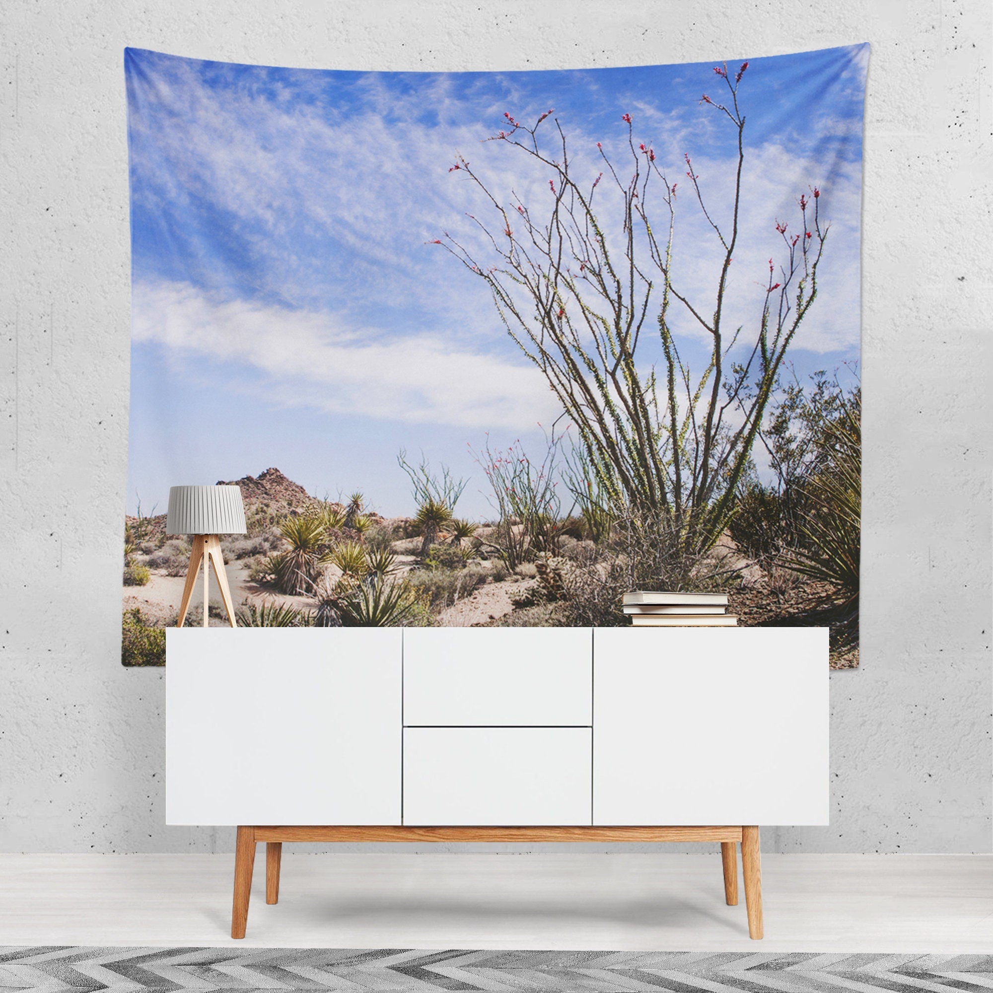 Ocotillo Plant Desert Tapestry Cactus Decor Southwest Theme