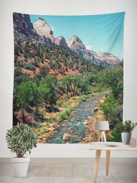 Zion National Park Wall Tapestry Utah River Southwest Art -