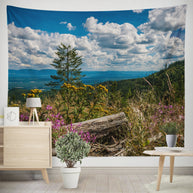 Mountain Top Wildflowers Wall Tapestry Forest Decor -