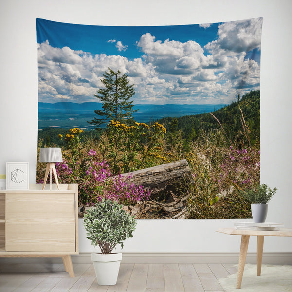 Mountain Top Wildflowers Wall Tapestry Forest Decor -