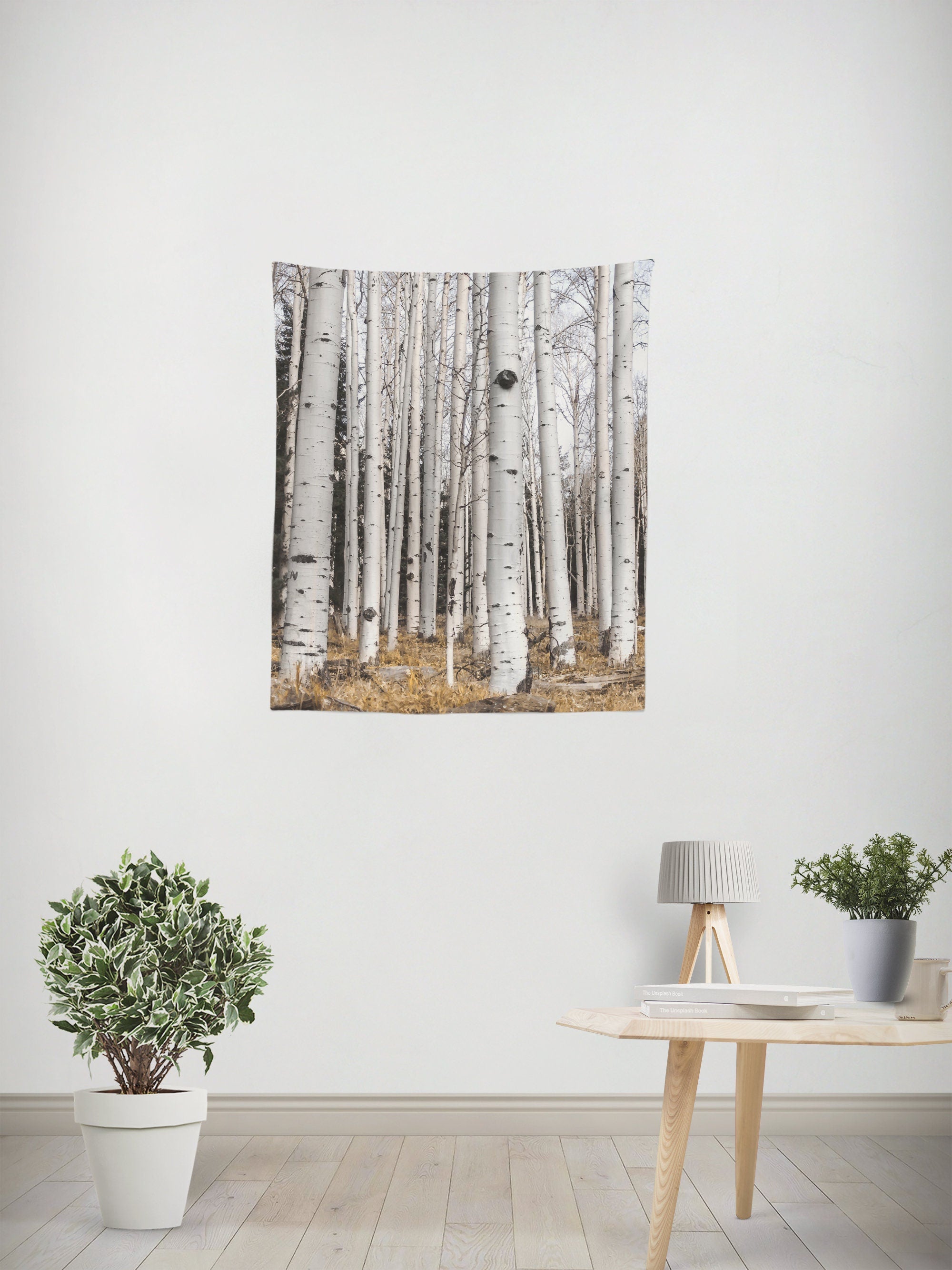 Tall Birch Trees Wall Tapestry Forest - Decorative