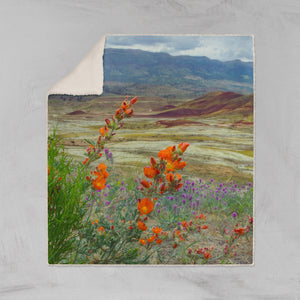 Wildflowers in Oregon Sherpa Throw Blanket Painted Hills
