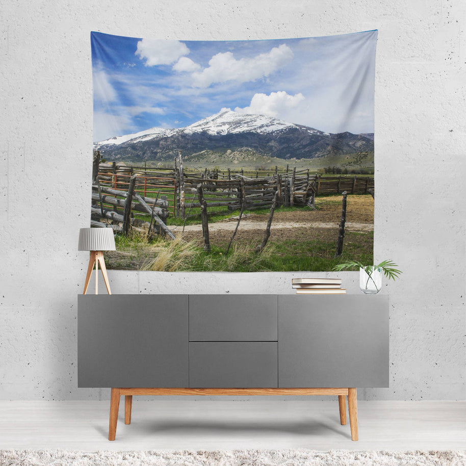 Ranch in the Mountains Scenic Wall Tapestry - Decorative
