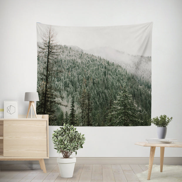 Snowy Mountain Top Wall Tapestry Winter Decor - Decorative