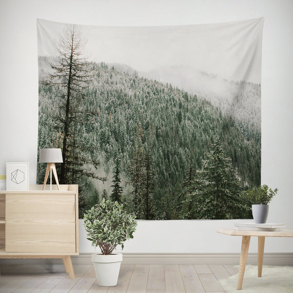 Snowy Mountain Top Wall Tapestry Winter Decor - Decorative