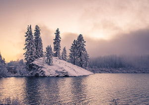 Winter Sunset Photo Print Lake Reflection Nature Photography