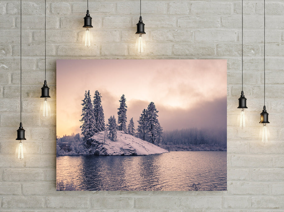 Winter Sunset Photo Print Lake Reflection Nature Photography