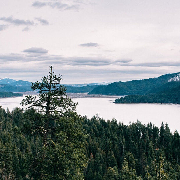 Scenic Lake Overlook Nature Photography Forest Mountain Wall